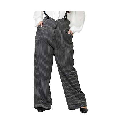 Unique Vintage Plus Size Thelma High Waist Suspender Pants