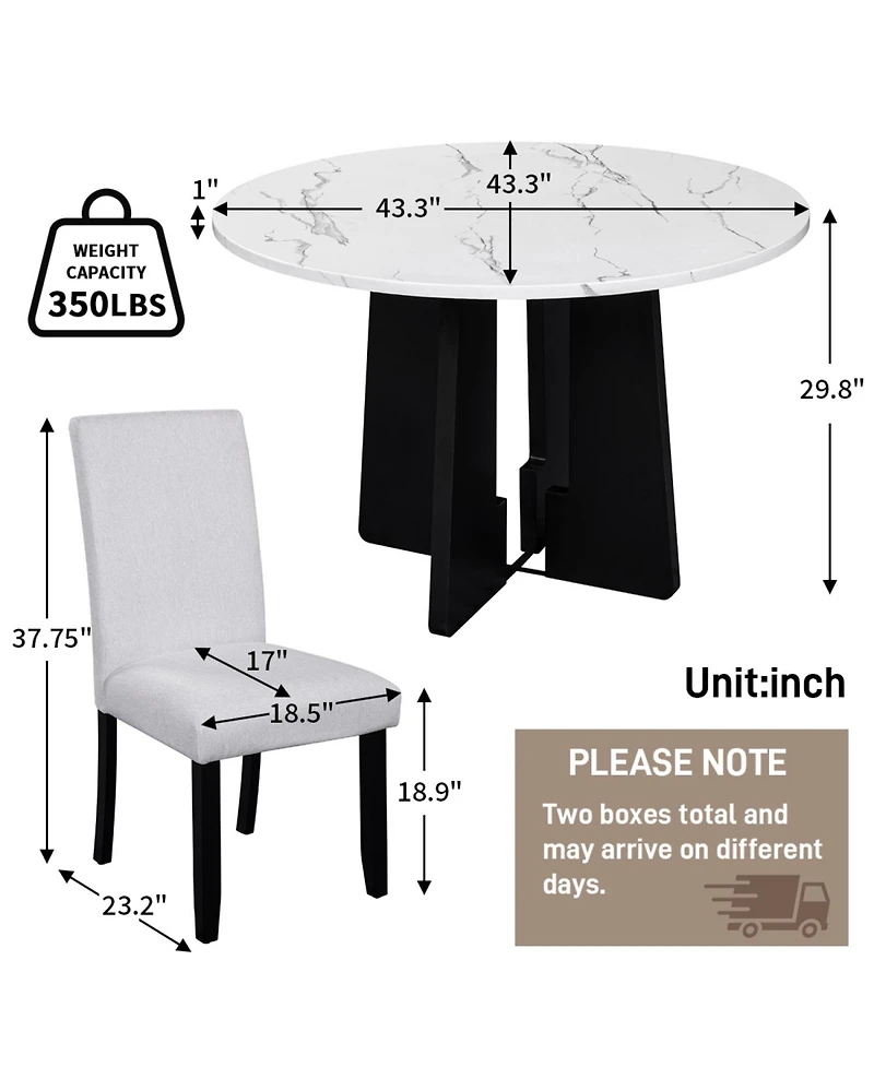 Streamdale Furniture 5-Piece Round Dining Set Chairs & 43" Table