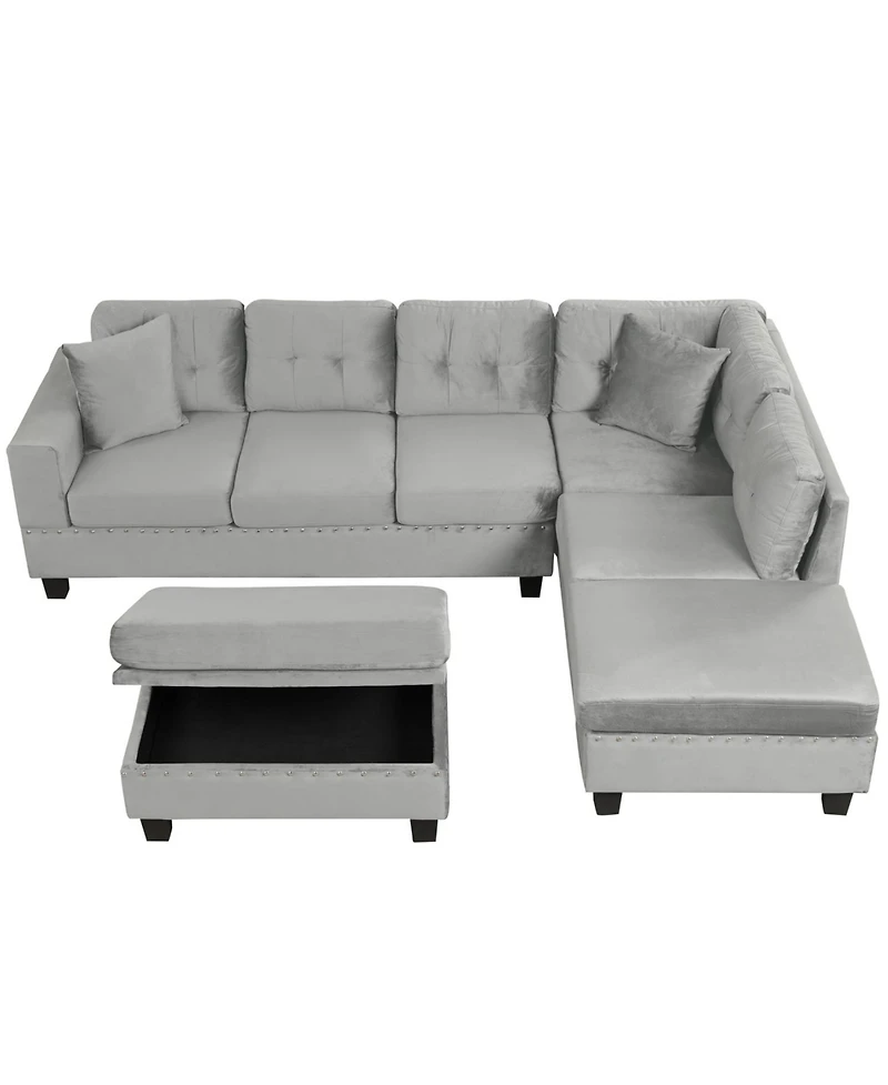 Streamdale Furniture Modern Sectional Sofa with Storage Ottoman Set