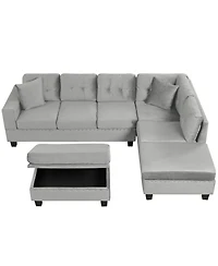 Streamdale Furniture Modern Sectional Sofa with Storage Ottoman Set