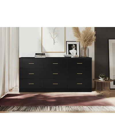 Streamdale Black 9-Drawer Dresser - Modern Bedroom Storage