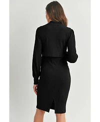 Hello Miz Maternity Double Layer Mock Neck Ribbed Nursing Dress