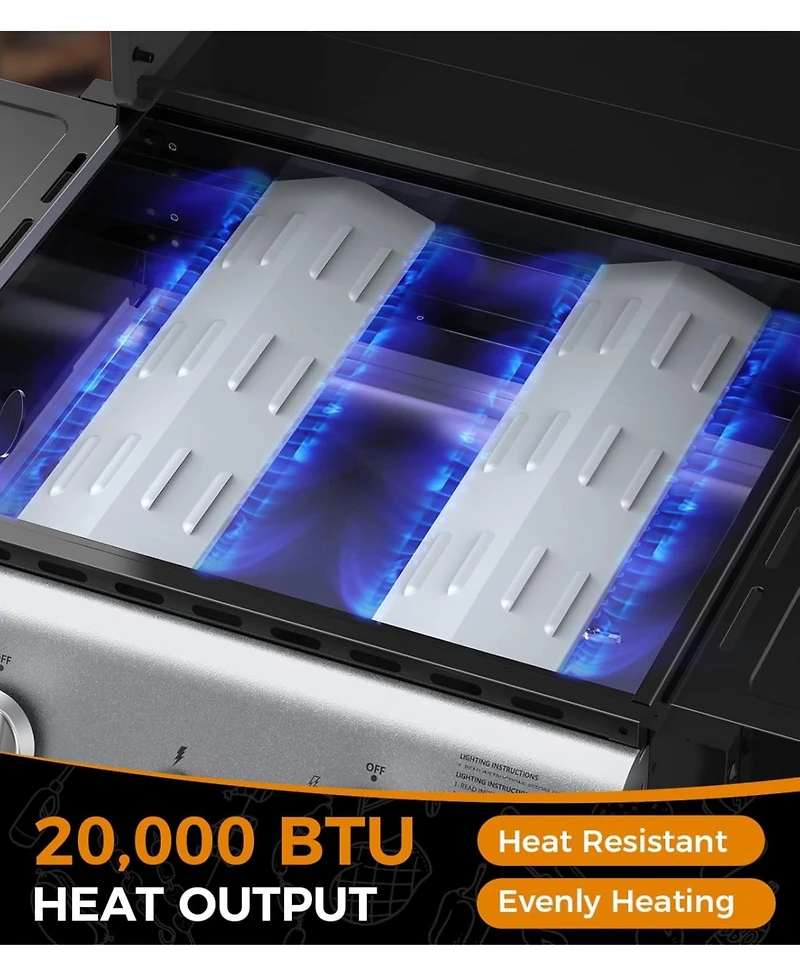 Cowsar 2-Burner Propane Gas Bbq Grill, 20,000 Btu Stainless Steel Grill with Side Shelves and Wheels, Portable Outdoor Grill