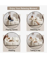 Cesicia Ergonomic Bean Bag Sofa Loveseat for Adults, Ultra Soft Fluffy Chase Lounge Chair for Living Room Bedroom, No Assembly Required with Pillows
