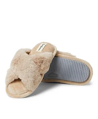 Dearfoams Women's Jessica Furry Crossband Slide Slipper