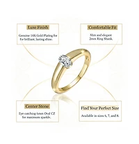Genevive Women's 14K Gold Plated Clear Cubic Zirconia Solitaire Ring