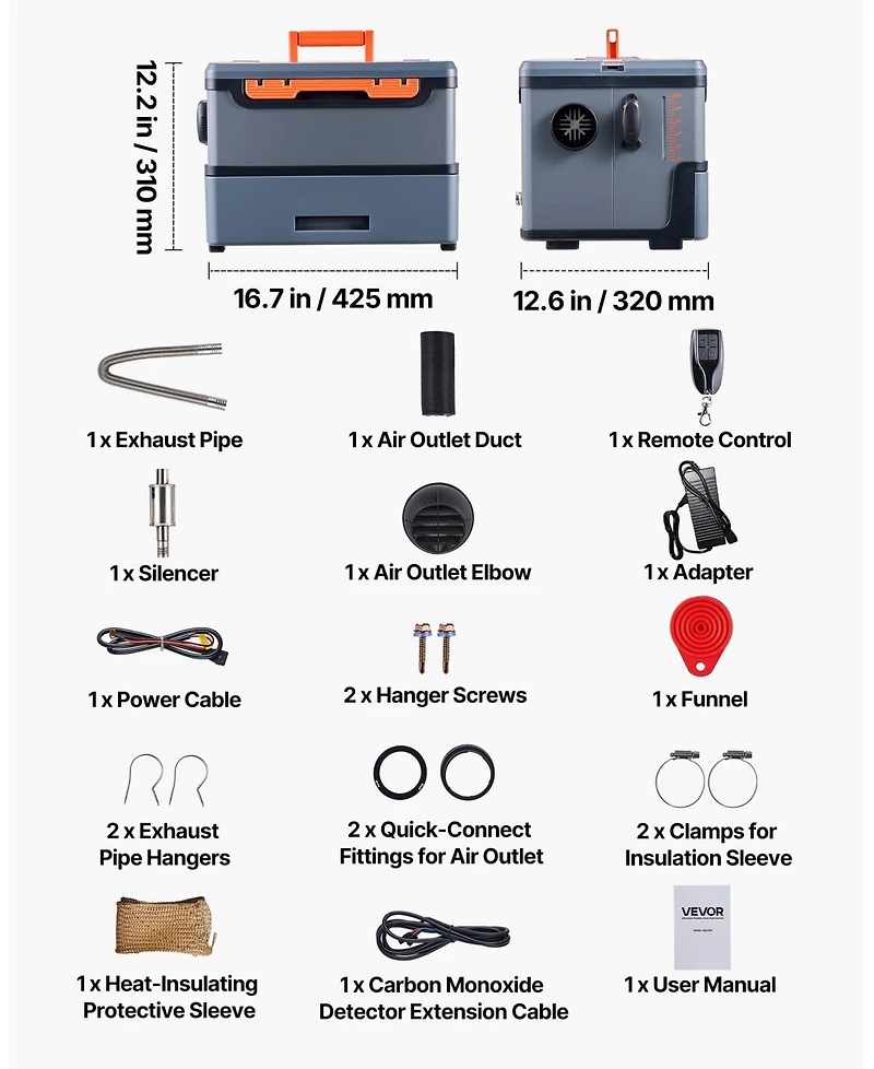 Sugfit Diesel Heater 8KW 12V/24V Portable Air Heater with App Remote 1.3 Gal Tank