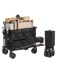 Sugfit 400L Double Decker Wagon with Extended Handle & Heavy-Duty Frame