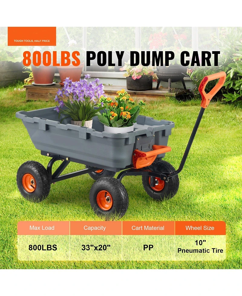 Sugfit Poly Dump Cart with 800 lbs Capacity & Easy-Pour Design