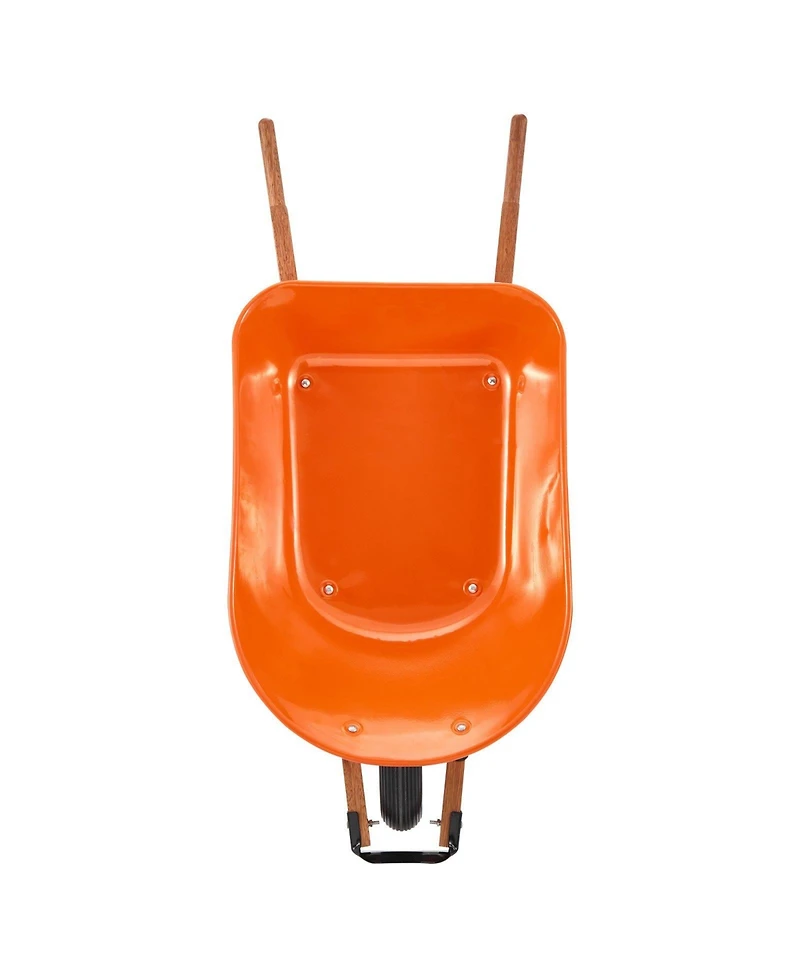 Sugift Traditional One-Wheel Wheelbarrow with 5 Cu.Ft Capacity