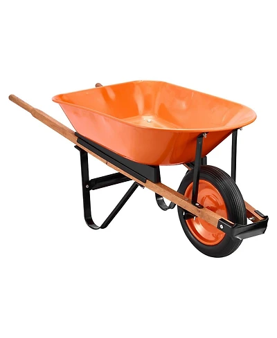 Sugift Traditional One-Wheel Wheelbarrow with 5 Cu.Ft Capacity