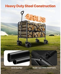 Sugift 400L Double Decker Collapsible Wagon with Extended Handle & 450 lb Weight Capacity