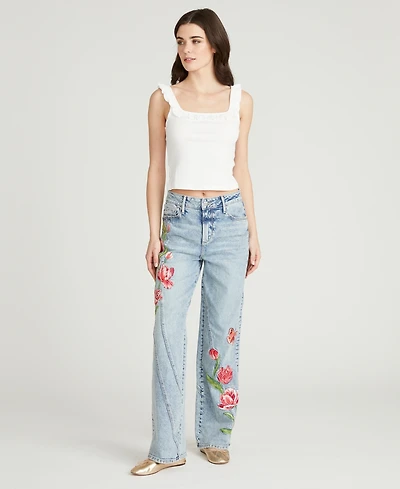 Driftwood Women's Ira Twirly Tulips Mid Rise Jeans