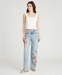 Driftwood Women's Ira Twirly Tulips Mid Rise Jeans