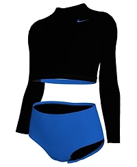 Nike Girls' 7-16 Essential Long-Sleeve Crop Top and High-Waist Swim Bottoms, 2-Piece Set