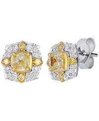 Le Vian Fancy Light Yellow Diamond (0.53 ct. t.w.) & Vanilla Diamond (0.12 ct. t.w.) Earrings in 14k Two-Tone Gold
