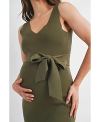Hello Miz Maternity Ribbed Sleeveless Bodycon Dress with Waist Tie