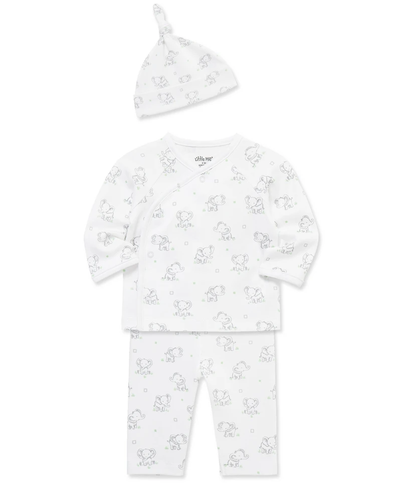Little Me Baby Girls' or Boys' Button-Up Cardigan, Pants and Matching Hat, 3-Piece Set
