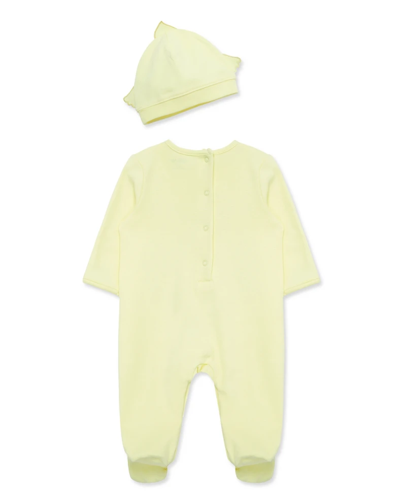Little Me Baby Boys' or Girls' Chick Footed Coverall With Beanie Hat