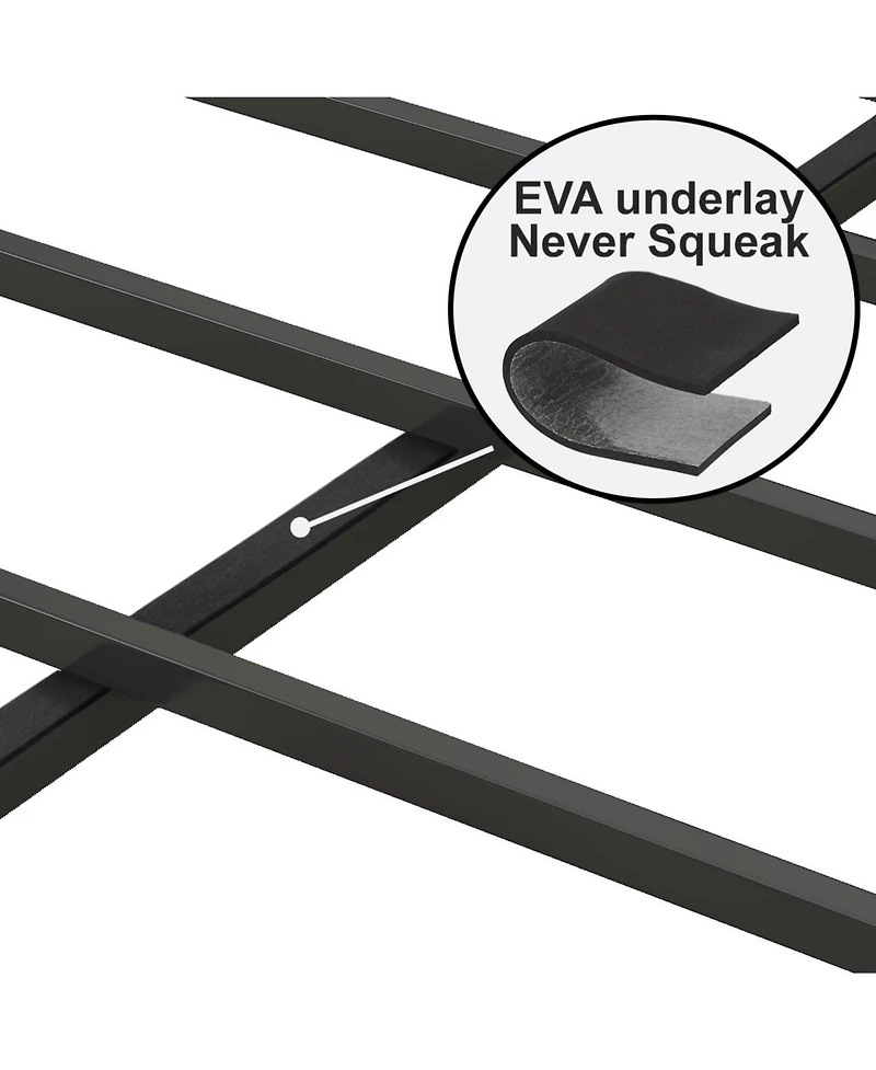 Lovmor Full Size Bed Frame with Charging Station Upholstered Headboard Metal Platform Grey