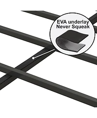 Lovmor Full Size Bed Frame with Charging Station Upholstered Headboard Metal Platform Grey