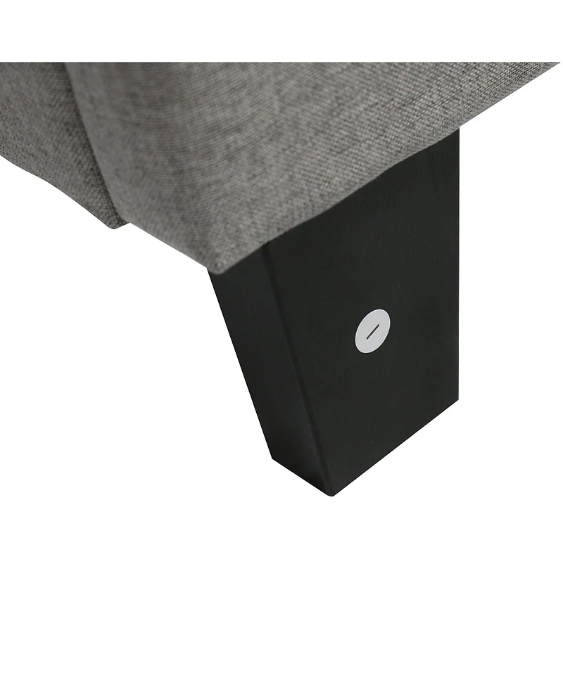 Lovmor King Size Upholstered Platform Bed Frame with Button Tufted Linen Fabric Headboard No Box Spring Needed Wood Slat Support Easy Assembly Gray