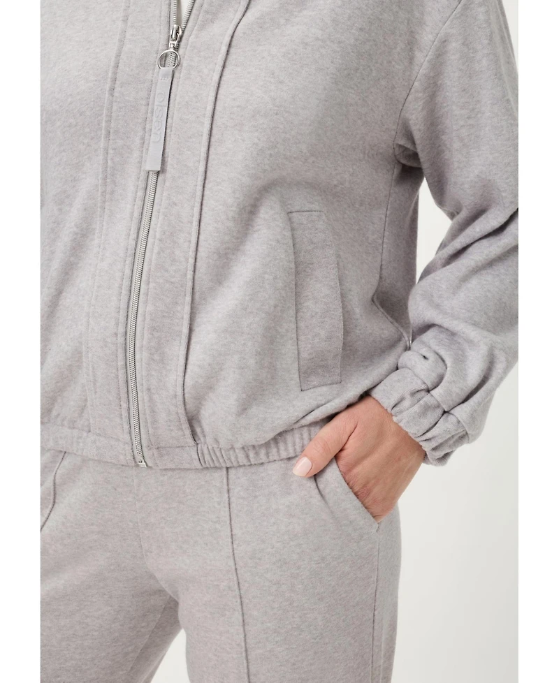 Olsen Women's Collarless Zip Front Jersey Jacket