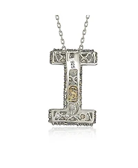 Suzy Levian Sterling Silver Sapphire 3-d Letter "I" Initial Pendant