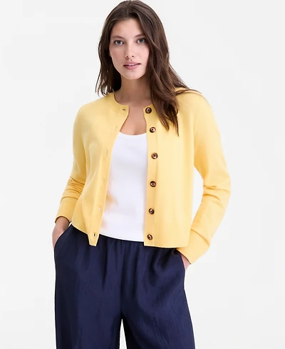 On 34th Women's Cropped Crewneck Cardigan, Macy's Exclusive