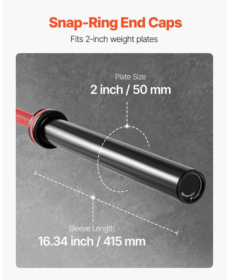 Sugfit 7FT Barbell Bar 2-Inch Olympic Weight Bar Knurled Grip 1000 Lb Capacity