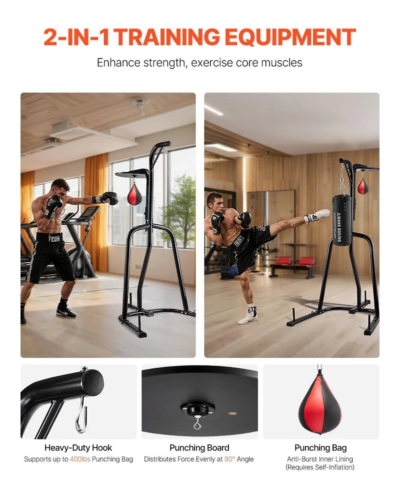 Sugfit Punching Bag Stand 2-in-1 Heavy Duty Speed Bag and Bag Stand Holds 140 Lb