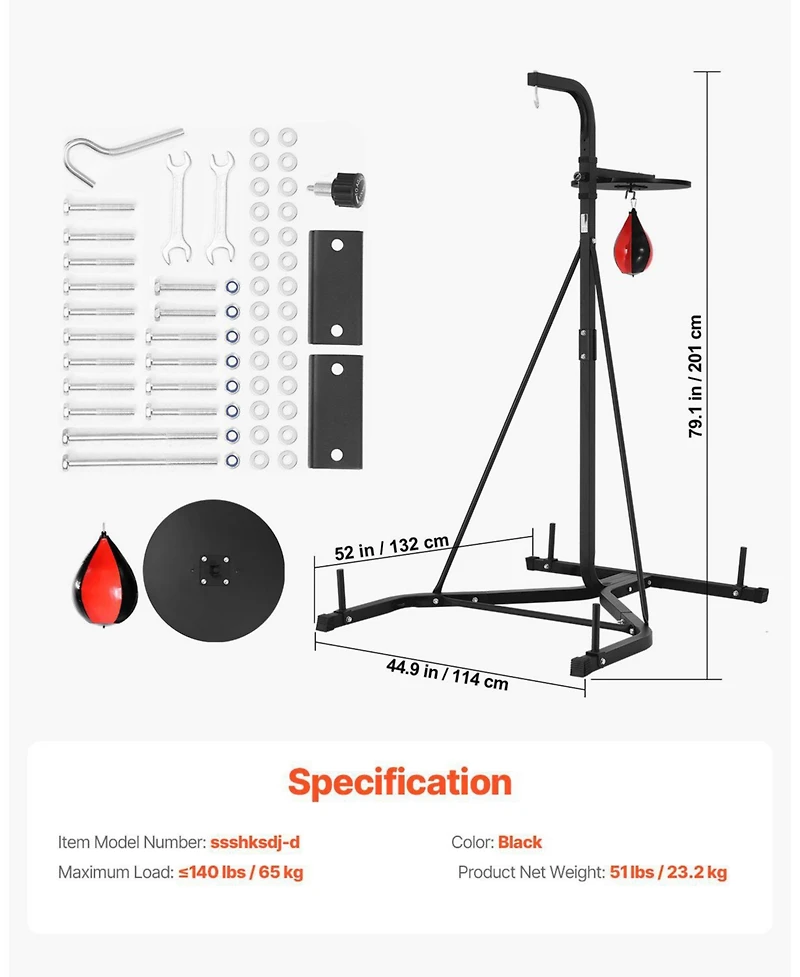 Sugift Punching Bag Stand 2-in-1 Heavy Duty Boxing and Speed Bag Stand Holds 140 Lb