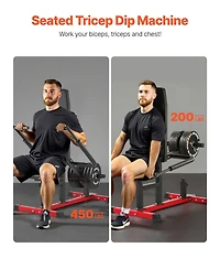 Sugift Seated Dip Machine Tricep Bicep Press Down Trainer with Adjustable Seat 450 Lb