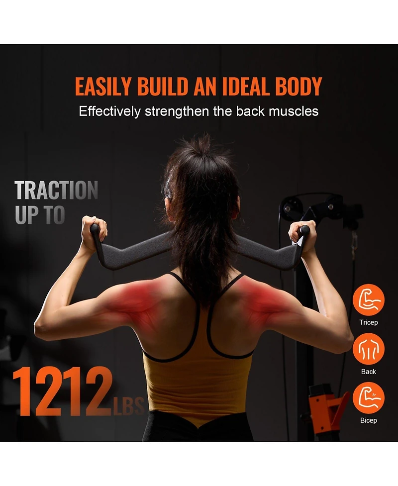 Sugfit Lat Pulldown Bar Set 5-Piece Cable Row T-Bar V-Bar Attachments Rubber Grip