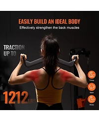 Sugfit Lat Pulldown Bar Set 5-Piece Cable Row T-Bar V-Bar Attachments Rubber Grip