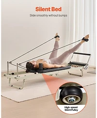 Sugift Foldable Pilates Reformer Home Gym Workout Machine with Dual Resistance 400 Lb