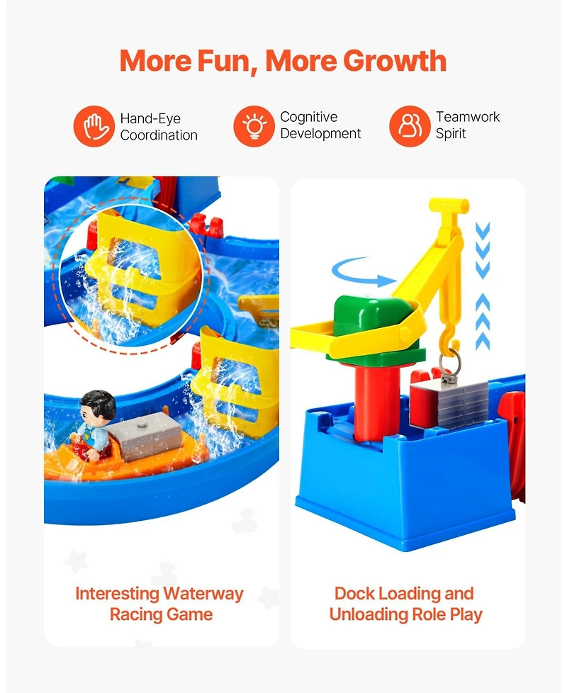 Mecale Water Table for Toddlers, 39 Pcs Outdoor Activity Water Playset, Backyard Sensory Waterway Table for Boys & Girls Ages 3