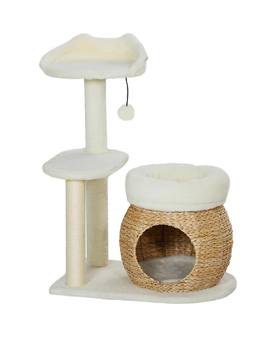 Aostirmotor 31" Cat Tree Tower with Cozy Condo & Sisal Scratching Posts
