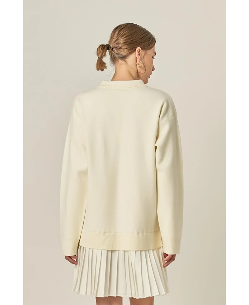 English Factory Women's Polo Mixed Media Mini Dress