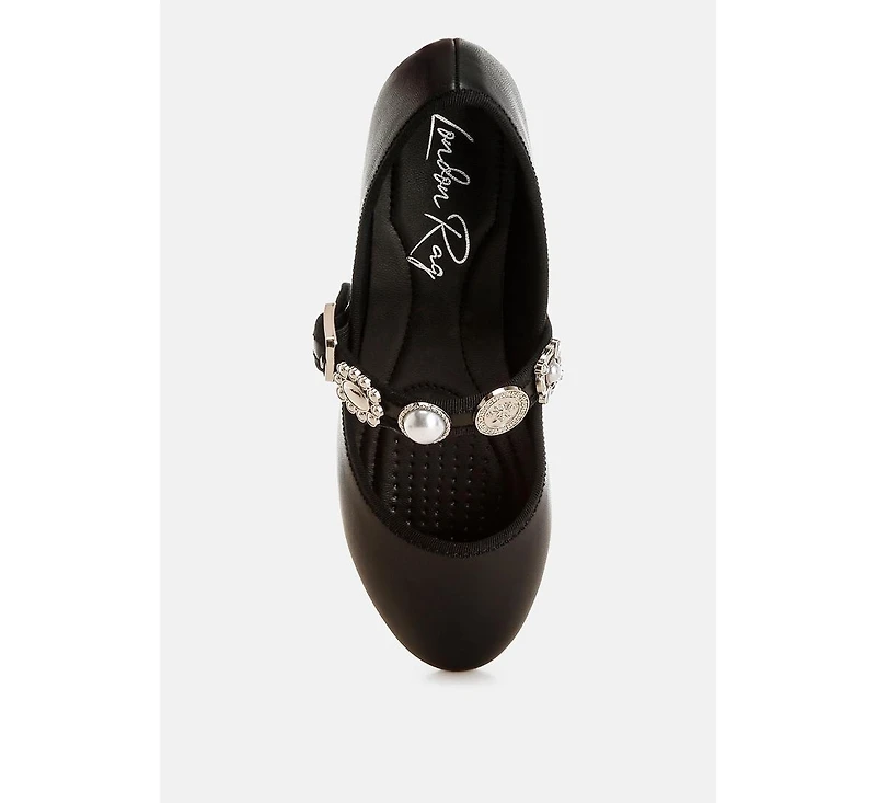 London Rag Womens Kavana Charms Embellished Flat Mary Janes