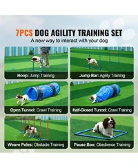 Cozito 7-Piece Dog Agility Training Set with 2 Tunnels & Weave Poles