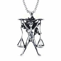 Bling Jewelry Sterling Silver Libra Zodiac & Justice Scales Pendant Necklace - Law & Balance Symbol