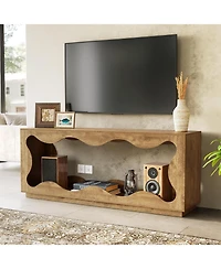 Tribesigns Tv Stand for 32-65 Inch TVs, Media Console with Wavy Design & Open Storage, Entertainment Center for Living Room, Bedroom, Apartment