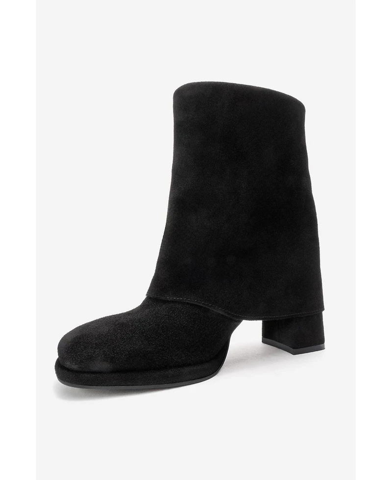 Forever & Always Shoes Women's Lore Leather Block Heel Boot