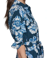 Calvin Klein Petite Tie-Sleeve Cotton Shirt Dress