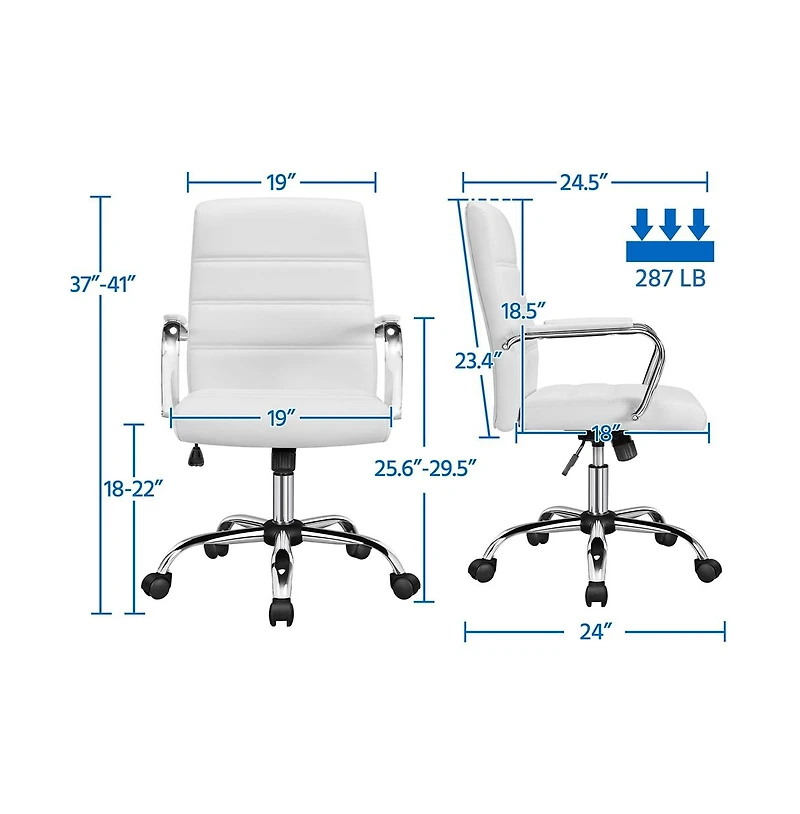 Yaheetech Mid-Back Office Chair Pu Leather Executive