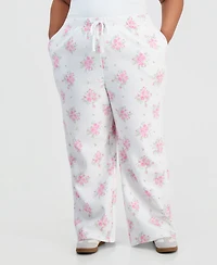 Planet Gold Trendy Plus Printed Wide-Leg Fleece Pants