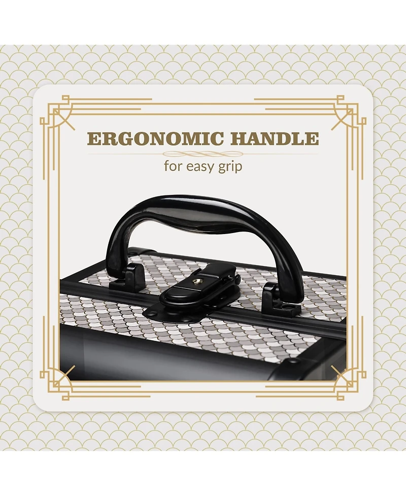 Byootique 2-Piece Makeup Train Case Cosmetic Organizer Kit Art Deco Bloom Salon