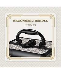 Byootique 2-Piece Makeup Train Case Cosmetic Organizer Kit Art Deco Bloom Salon