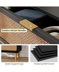 gaomon Rattan Dresser with 5 Drawers, Tall Modern Closet with Deep Storage